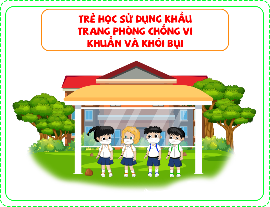 Trẻ học sử dụng khẩu trang phòng chống vi khuẩn và khói bụi